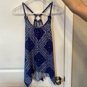 Bandanna blue and white tank top